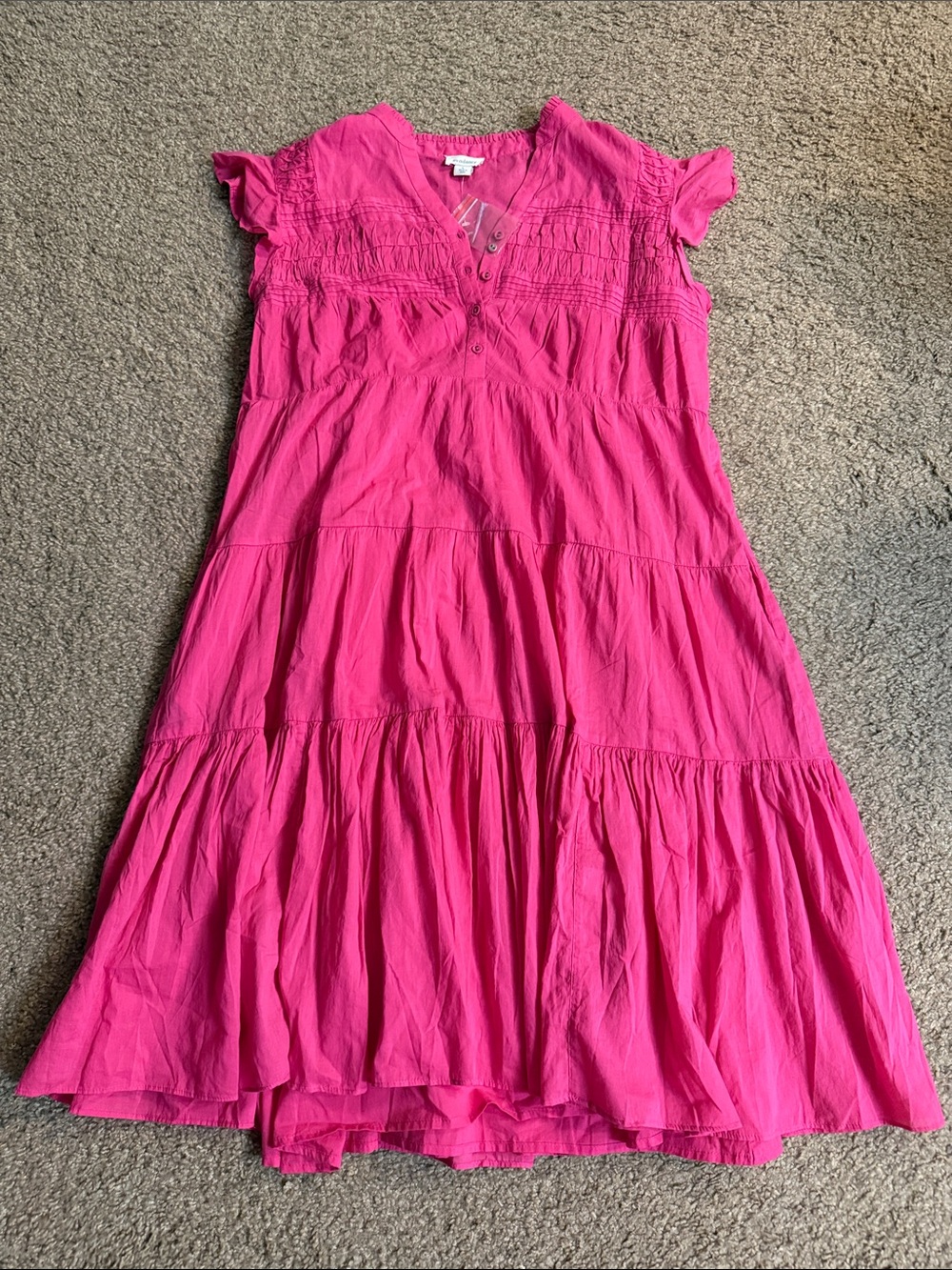 Sundance Hot Pink Tiered Cotton Dress